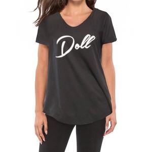 NEW SOUTH PARADE valerie doll v-neck tee in black